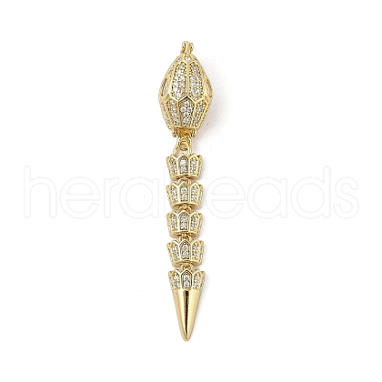Brass Micro Pave Clear Cubic Zirconia Snap Clasps KK-Z078-37G-1