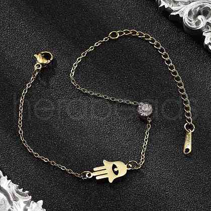 201 Stainless Steel Cable Chain Bracelets BJEW-H205-01A-G-1