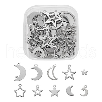 60Pcs 10 Style 304 Stainless Steel Pendants STAS-FS0001-14P-1