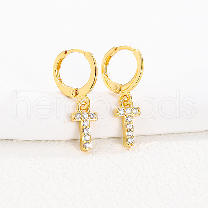 Brass Micro Pave Clear Cubic Zirconia Hoop Earrings FS-WGAF6E5-06-1