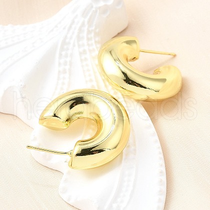Rack Plating Brass C-shape Stud Earrings EJEW-G288-32D-G-1