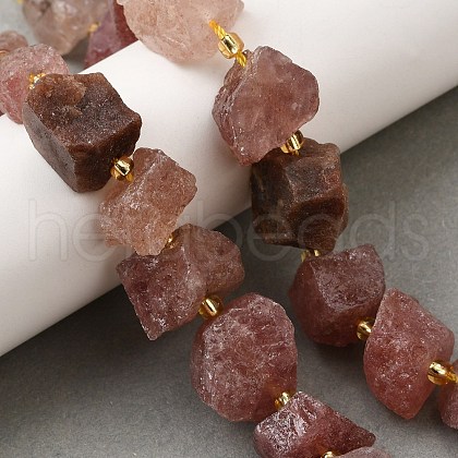 Raw Rough Natural Strawberry Quartz Beads Strands G-Z087-B18-1