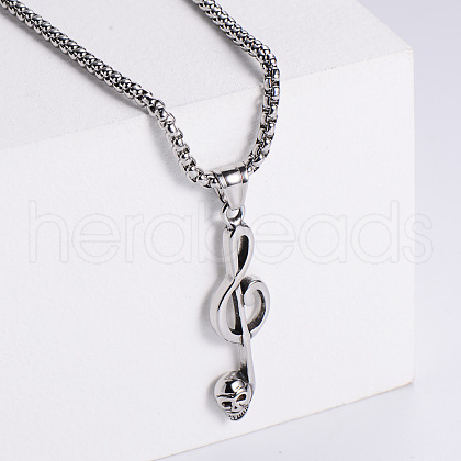 Retro Rock Punk Musical Note Stainless Steel Pendant Necklaces DP4604-1-1
