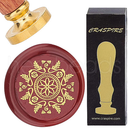 Brass Wax Seal Stamps with Wood Handle AJEW-WH0412-0192-1