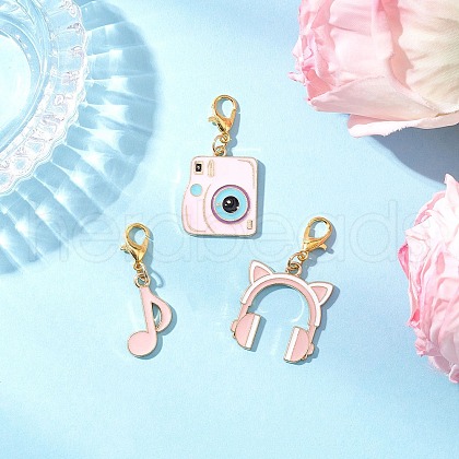 Music Theme Alloy Enamel Pendant Decorations HJEW-JM03285-1