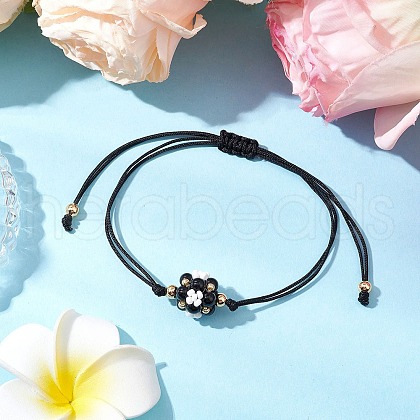 Synthetic Black Onyx Braided Bead Bracelets BJEW-MZ00154-04-1