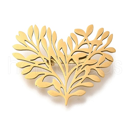 Heart Shaped Tree of Life 201 Stainless Steel Brooch for Women STAS-B076-08P-01-1