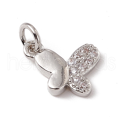 Brass Micro Pave Clear Cubic Zirconia Butterfly Charms ZIRC-F132-92P-1