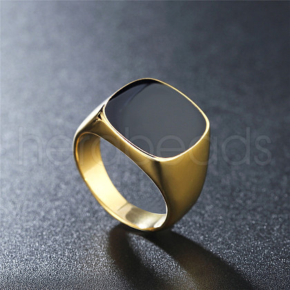 Square Stainless Steel Enamel Finger Rings for Men FS-WG78CFC-05-1