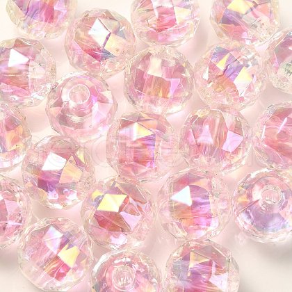 Two Tone UV Plating Rainbow Iridescent Acrylic Beads TACR-D010-06B-1