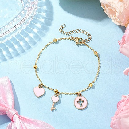 Brass Flat Oval Cable Chain Bracelets BJEW-JB11602-03-1