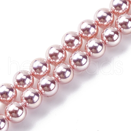 UV Plating Pearlized Glass Pearl Beads Strands GLAA-F128-01A-T19-1