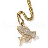 Praying Hand with Cross 316L Surgical Stainless Steel & Brass & Clear Cubic Zirconia Pendant Necklaces FS-WG75093-03-4