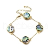 Brass Abalone Shell Link Bracelets BJEW-D315-01G-5