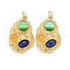 Rack Plating Cat Eye Pendants KK-I689-11G-1