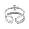 304 Stainless Steel Double Twist Crucifix Cuff Rings RJEW-M019-30P-3