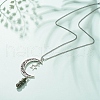 Natural Chinese Southern Jade Bullet with Alloy Moon and Star Pendant Necklace NJEW-JN03912-06-2
