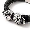 304 Stainless Steel Skull Beaded Double Loops Multi-strand Bracelet with Magnetic Clasp BJEW-C021-23P-4
