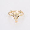 Cattle Head Brass Micro Pave Clear Cubic Zirconia Adjustable Cuff Rings for Women FS-WG0DBC7-01-3