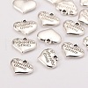 Wedding Theme Antique Silver Tone Tibetan Style Heart with Father of the Groom Rhinestone Charms X-TIBEP-N005-13D-2