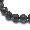 Natural Golden Sheen Obsidian Bead Stretch Bracelets X-BJEW-K212-B-020-5