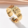 Square 304 Stainless Steel Open Cuff Rings for Women Men RJEW-A052-06G-1