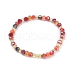 Faceted Round Electroplate Glass Beads Stretch Bracelets for Women BJEW-JB11625-01-2
