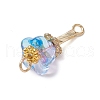 Electroplated Glass & Alloy Flower Connector Charms PALLOY-JF03614-01-5