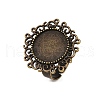 Vintage Adjustable Iron Flower Finger Ring Components Alloy Cabochon Bezel Settings PALLOY-O036-01AB-NF-3