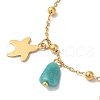 Summer Beach Nuggets Natural Amazonite & Ion Plating(IP) 304 Stainless Steel Charm Bracelets for Women Men BJEW-P326-05A-G-2