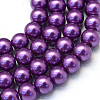 Baking Painted Pearlized Glass Pearl Round Bead Strands X-HY-Q330-8mm-37-1