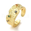 Rack Plating Brass Micro Pave Colorful Cubic Zirconia Open Cuff Rings for Women RJEW-M162-12G-1