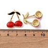 Cherry Brass Enamel Dangle Stud Earrings EJEW-U062-02A-G-5