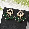 Flower Brass Micro Pave Clear Cubic Zirconia Stud Earrings for Women EJEW-G428-18G-01-3