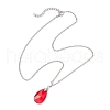 Glass Faceted Teardrop Pendant 304 Stainless Steel Cable Pendant Necklaces for Women NJEW-JN05297-4