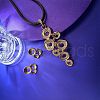 Lotus Leaf Zinc Alloy with Imitation Leather Cord Pendant Necklaces & Stud Earrings Sets FS-WG08750-01-4