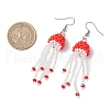 304 Stainless Steel Glass Seed Beaded Jellyfish Dangle Earrings EJEW-MZ00435-02-3