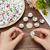   60Pcs 6 Styles Round Christmas Snowman Print Wood European Beads WOOD-PH0002-98-3