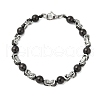 Round 304 Stainless Steel Byzantine Chain Bracelets for Men BJEW-B093-06BP-1