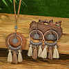 Bohemian Alloy & Wood Pendant Necklaces & Tassel Dangle Earrings Sets WG0AFF1-01-1