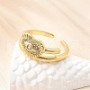 Brass Micro Pave Cubic Zirconia Cuff Rings for Women RJEW-F184-15G-3