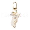 Spiral Shell & Synthetic Turquoise Starfish Pendant Decorations HJEW-JM03171-03-2