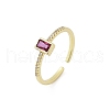 Brass Micro Pave Cubic Zirconia Cuff Rings RJEW-S400-16A-G-4