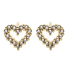 Heart Sparkling Cubic Zirconia Stud Earrings for Girl Women EJEW-H126-18G-2