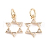 Brass Micro Pave Clear Cubic Zirconia Charms KK-G418-01G-1