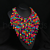 Bohemian Style Round Wood Beaded Multilayer Bib Necklaces for Women WG93846-09-1