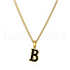 304 Stainless Steel Black Enamel Initial Pendant Twisted Chain Necklaces WG978E8-02-1