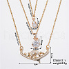 3Pcs Elegant Brass Crystal Rhinestone Dolphin & Teardrop Pendant Necklace Sets for Women SP9104-1