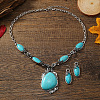 Bohemian Synthetic Turquoise Pendant Necklaces & Earrings Sets for Women LE7615-2