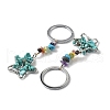 Star Brass Gemstone Keychains HJEW-S006-01P-3